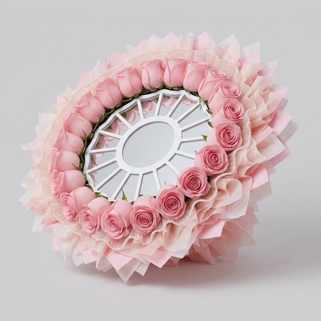 Pearl Trim Rose Mirror Bouquet