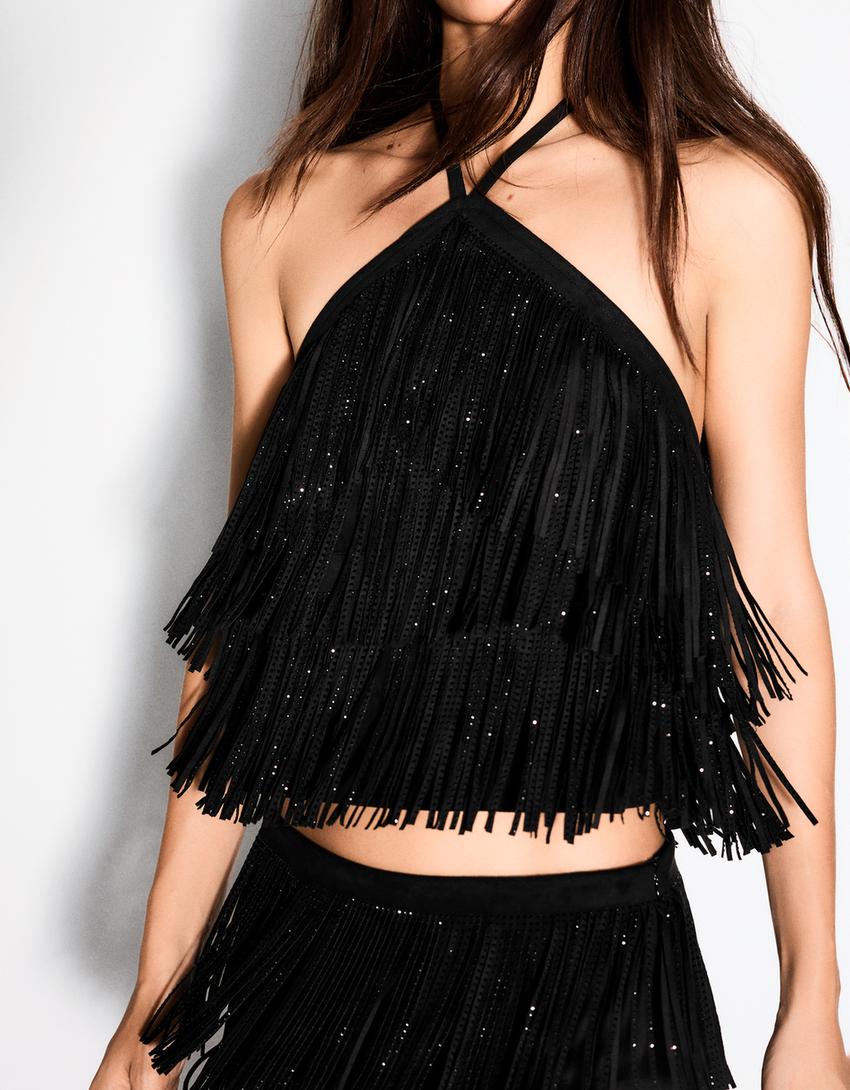 Midnight Sparkle Fringe Co Ord Set