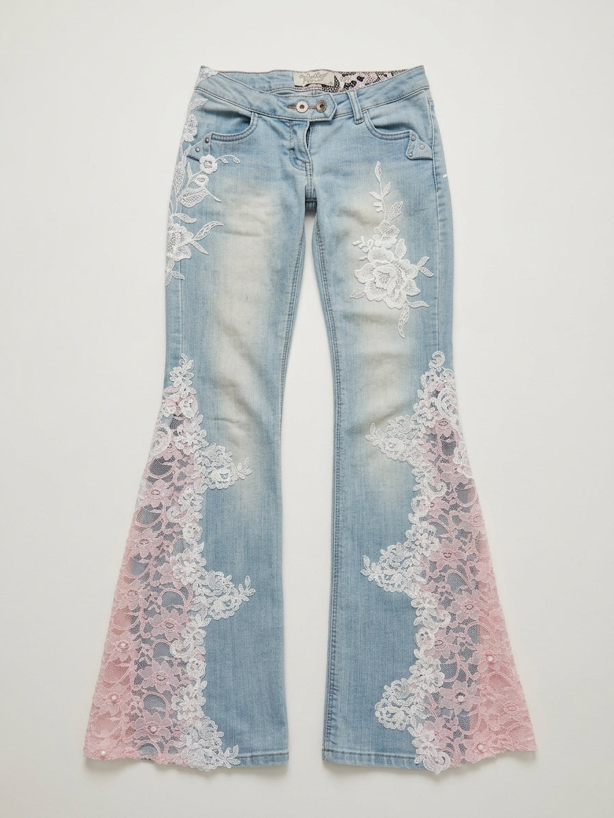 Floral Lace Flare Jeans