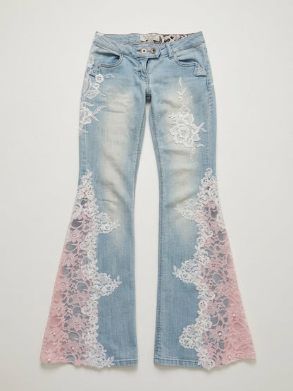 Floral Lace Flare Jeans
