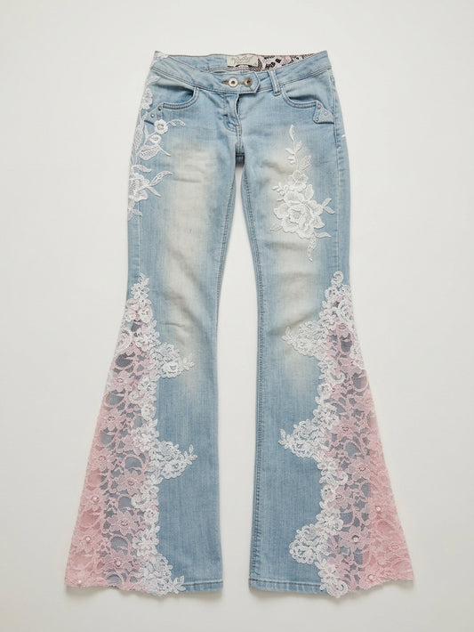 Floral Lace Flare Jeans