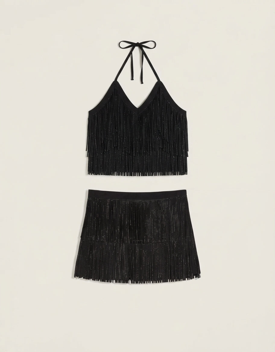 Midnight Sparkle Fringe Co Ord Set