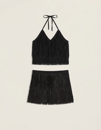 Midnight Sparkle Fringe Co Ord Set