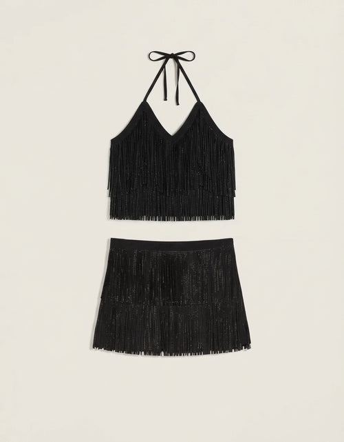 Midnight Sparkle Fringe Co Ord Set
