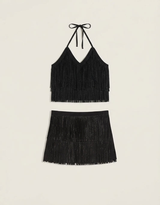 Midnight Sparkle Fringe Co Ord Set