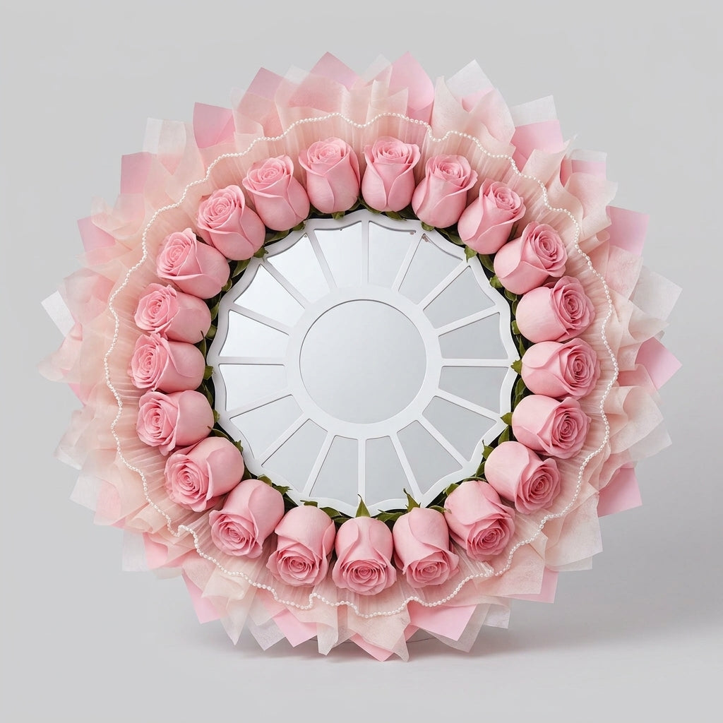 Pearl Trim Rose Mirror Bouquet