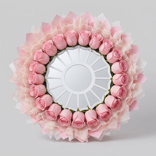 Pearl Trim Rose Mirror Bouquet